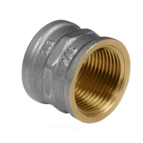 Муфта латунь никель Ду 50 (2") ВР 9018 ГОСТ 32585-2013 Aquasfera 9018-06