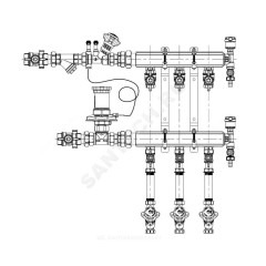 Узел коллекторный этажный латунь Ду 40 для учёта расхода ТЭ GE553-B3 3/4" 7 вых 1/2" Giacomini GE553Y047