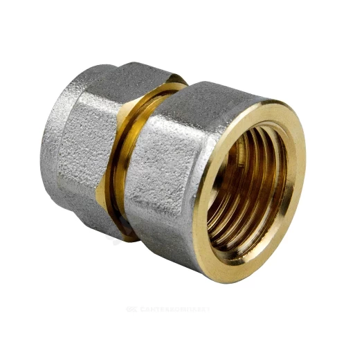 Муфта МП латунь никель обжим Дн 16х3/4" ВР ГОСТ 32415-2013 7002 Aquasfera 7002-02