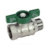 Кран шаровой латунь хром R254W Ду 25 Ру35 ВР/НР бабочка зеленая Giacomini R254WX025
