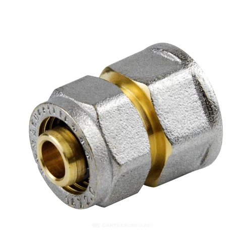 Муфта МП латунь никель обжим Дн 20х3/4" ВР ГОСТ 32415-2013 7002 Aquasfera 7002-04