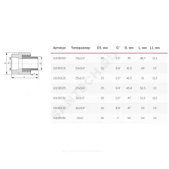 Муфта PP-R комбинированная белая Дн 25х1" НР VALFEX 10130225