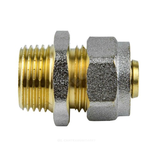 Муфта МП латунь никель обжим Дн 16х1/2" НР ГОСТ 32415-2013 7001 Aquasfera 7001-01
