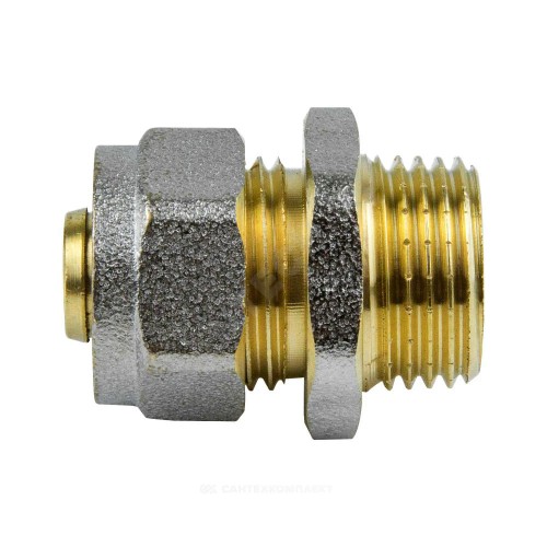 Муфта МП латунь никель обжим Дн 20х1/2" НР ГОСТ 32415-2013 7001 Aquasfera 7001-03