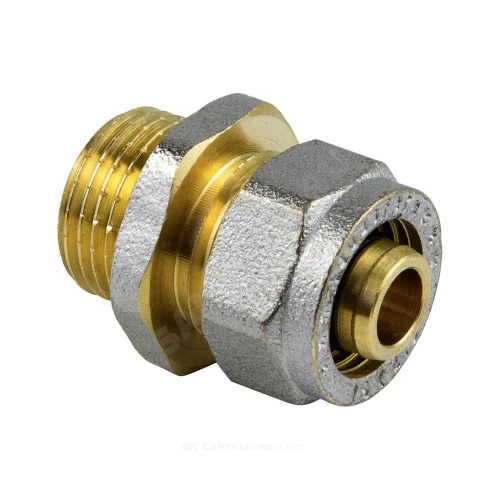 Муфта МП латунь никель обжим Дн 20х1/2" НР ГОСТ 32415-2013 7001 Aquasfera 7001-03