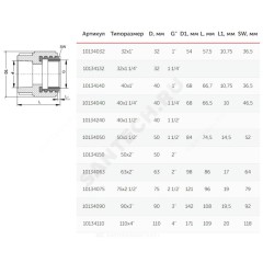 Муфта PP-R комбинированная под ключ серая Дн 75х2 1/2" ВР VALFEX 10134075Г