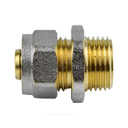 Муфта МП латунь никель обжим Дн 20х3/4" НР ГОСТ 32415-2013 7001 Aquasfera 7001-04