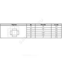 Крест прямой чугун Ду 25 (1") ВР/ВР Fittex PLUS