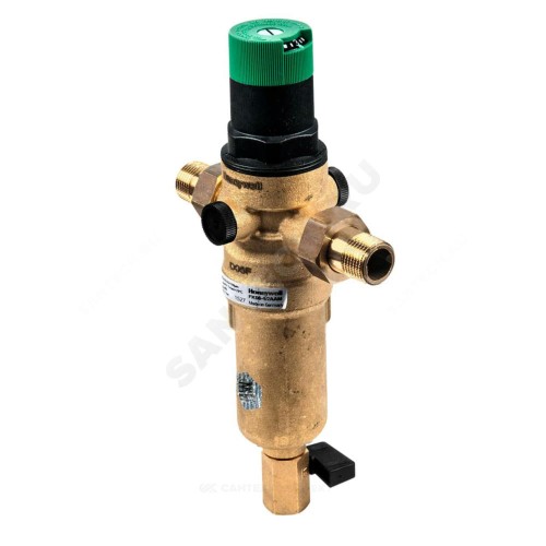 Фильтр сетчатый T-образный латунь Ду 15 Ру25 Тмакс=70 oC G1/2" НР FK06 с регулятором давления Honeywell-Braukmann FK06-1/2"AAM