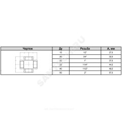 Крест прямой чугун Ду 32 (1 1/4") ВР/ВР Fittex PLUS