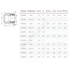 Муфта PP-R комбинированная под ключ белая Дн 40х1 1/4" ВР VALFEX 10134040