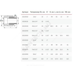 Муфта PP-R комбинированная под ключ серая Дн 50х1 1/2" НР VALFEX 10135050Г