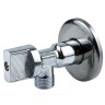 Кран шаровой латунный бытовой хром угловой 1043 G1/2"х3/8" Ру10 НР переходной бабочка с отражателем Aquasfera 1043-01