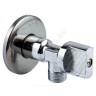 Кран шаровой латунный бытовой хром угловой 1043 G1/2"х3/8" Ру10 НР переходной бабочка с отражателем Aquasfera 1043-01