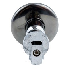 Кран шаровой латунный бытовой хром угловой 1043 G1/2"х3/8" Ру10 НР переходной бабочка с отражателем Aquasfera 1043-01