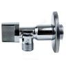 Кран шаровой латунный бытовой хром угловой 1043 G1/2"х3/8" Ру10 НР переходной бабочка с отражателем Aquasfera 1043-01