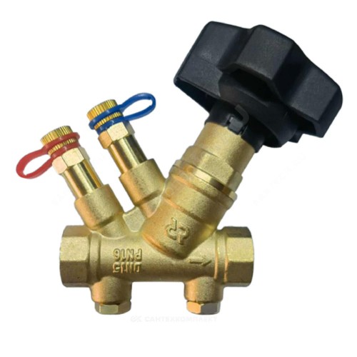 Клапан балансировочный ручной латунь MVT-R Ду 20 Rp3/4" Ру16 Тмакс=120 оС ВР Kvs=6.6м3/ч с измерительными ниппелями Ридан 003Z4042R