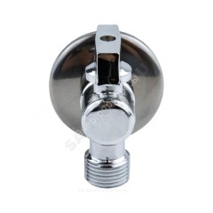 Кран шаровой латунный бытовой хром угловой 1042 G1/2"х3/4" Ру10 НР переходной бабочка с отражателем Aquasfera 1042-02