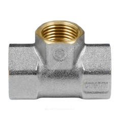 Тройник латунь никель переходной Ду 20х15х20 (3/4"х1/2"х3/4") ВР/ВР 9008 ГОСТ 32585-2013 Aquasfera 9008-01