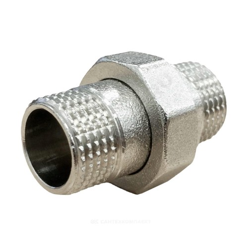 Соединитель латунь никель американка Ду 15 (1/2") прямой НР/НР SantechSystems