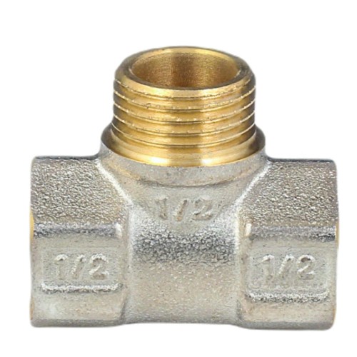 Тройник латунь никель Ду 15 (1/2") ВР/НР/ВР 9009 ГОСТ 32585-2013 Aquasfera 9009-01